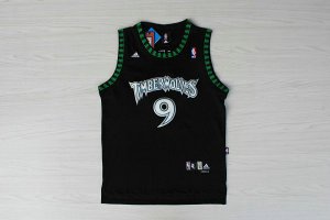 Maillot De Basket Minnesota Timberwolves Ricky Rubio 9 Engrener Retro Noir